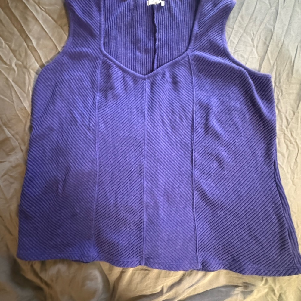 Maurices Purple Ribbed V-Neck Tank